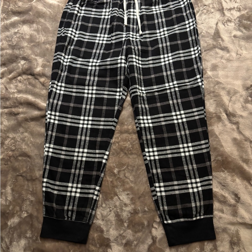 Sonoma Jogger Pajama Pants Men's Size XL Black and White Plaid PJ’s